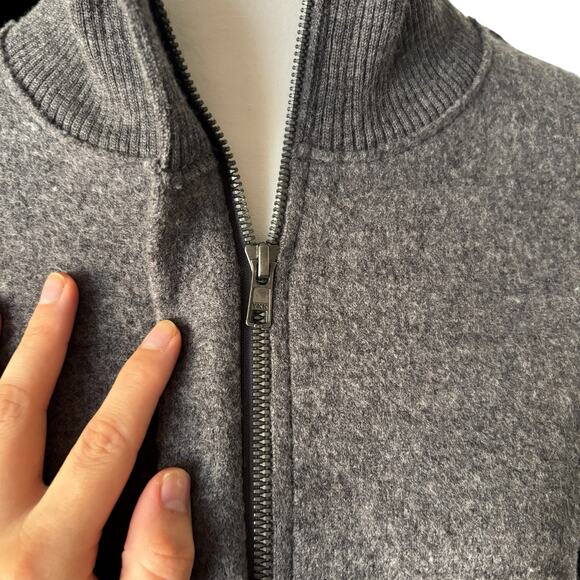 Eileen Fisher Jacket Womens Medium 100% Wool Gray Zip Up Ribbed Collar Sweater - Picture 9 of 11